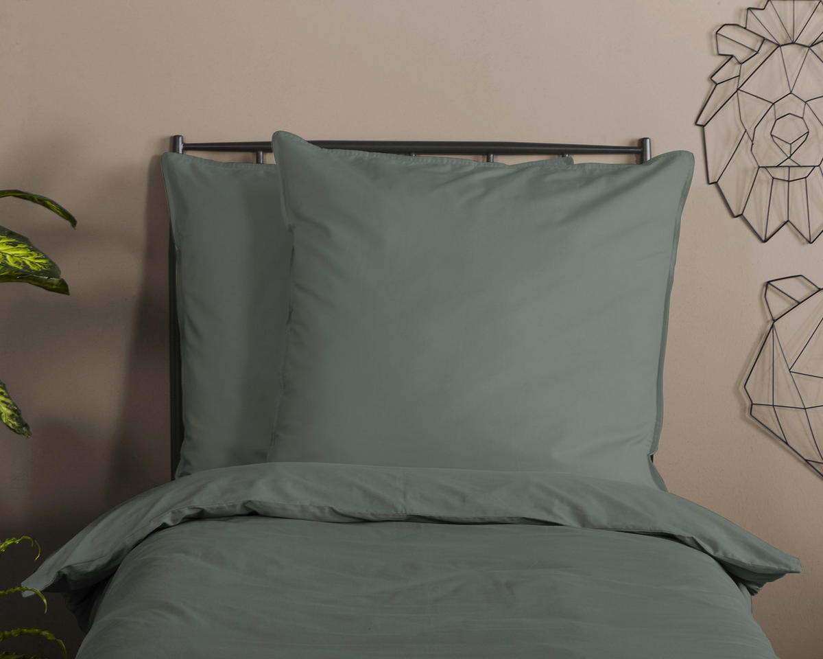 Bettwäsche olive Baumwolle B/L: ca. 135x200 cm Bettwäsche-Baumwolle-Satin - olive (135,00/200,00cm) - HIP