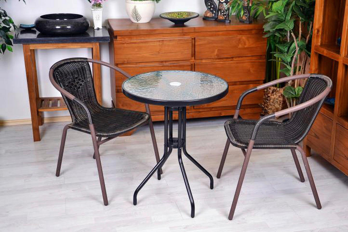 VCM Bistrostuhl dunkelbraun Polyrattan B/H/L: ca. 53x60x73 cm Bistrostuhl_4erSet - dunkelbraun (73,00/53,00/60,00cm) - VCM