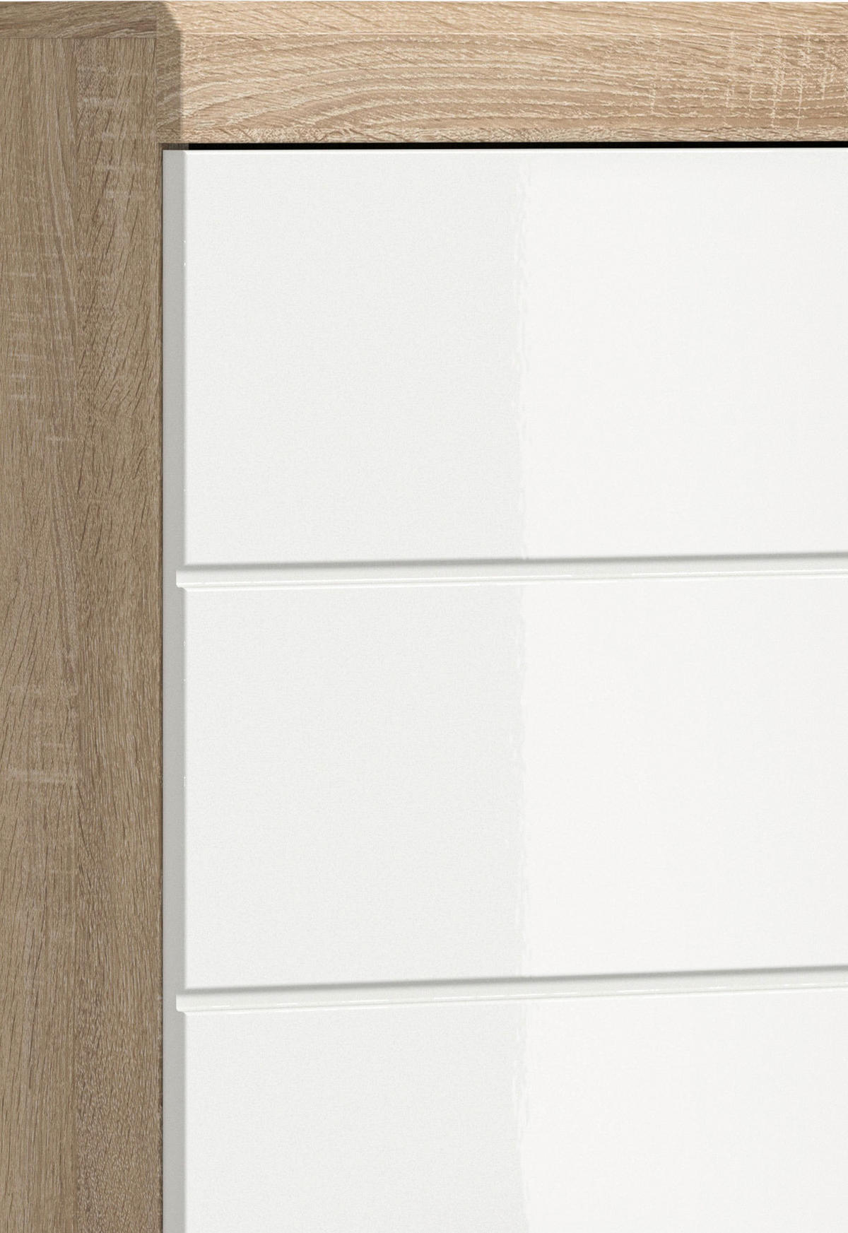 Schrank Lambada Eiche Sonoma Nachbildung weiß Hochglanz B/H/T: ca. 74x88x31 cm Lambada - Eiche/weiß (74,00/88,00/31,00cm) - xonox.home