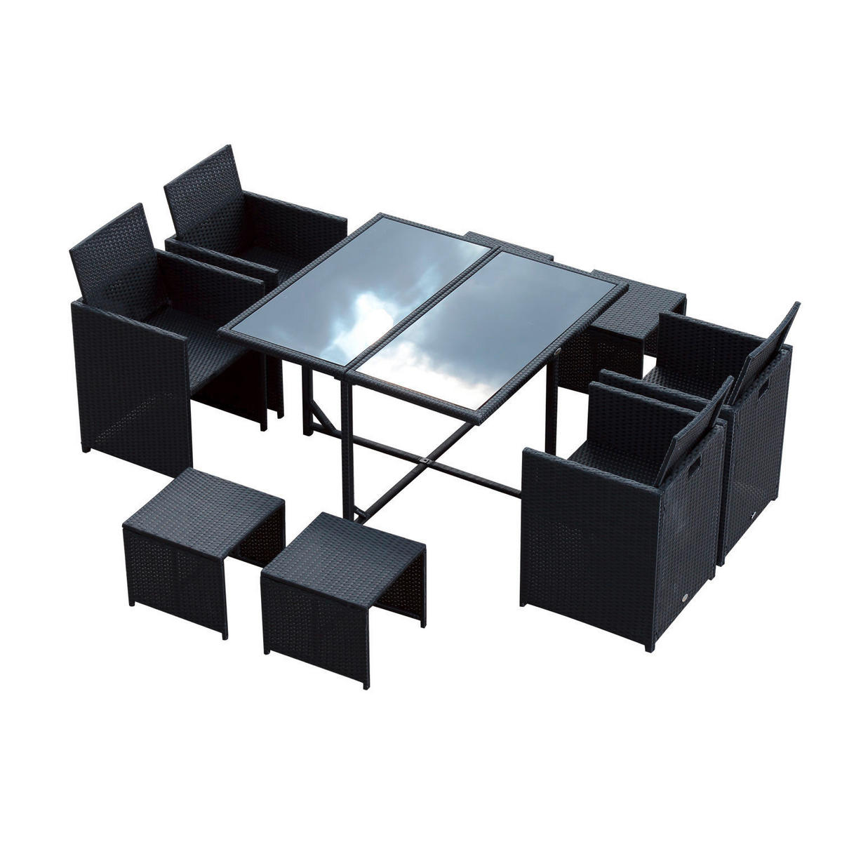 Outsunny Sitzgruppe schwarz Polyrattan Polyrattan_Sitzgruppe - schwarz - Outsunny
