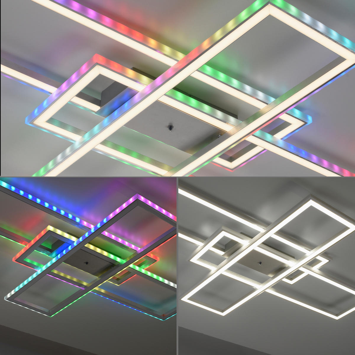 Just Light LED-Deckenleuchte FELIX60 14637-55 stahlfarbig weiß Kunststoff Stahl B/H/T: ca. 101x6,9x71 cm 2 Brennstellen FELIX60 - weiß/stahlfarbig (101,00/6,90/71,00cm) - Just Light