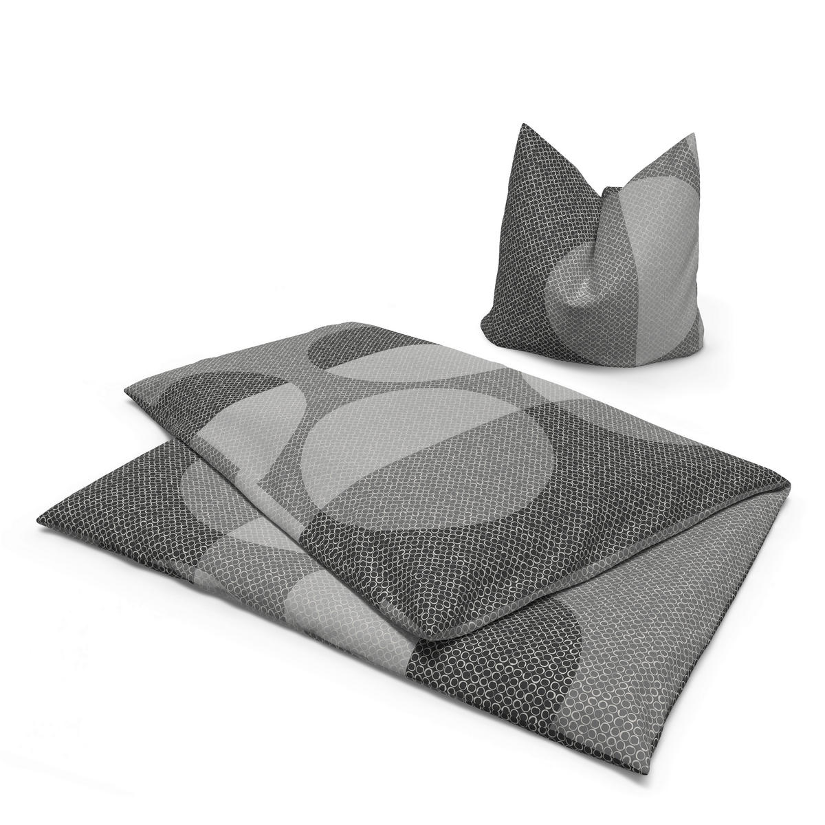 Baumwoll Bettwäsche Cotton touch Bettwäsche_Cotton-Touch Kreise - dunkelgrau (135,00/200,00cm) - Sensation