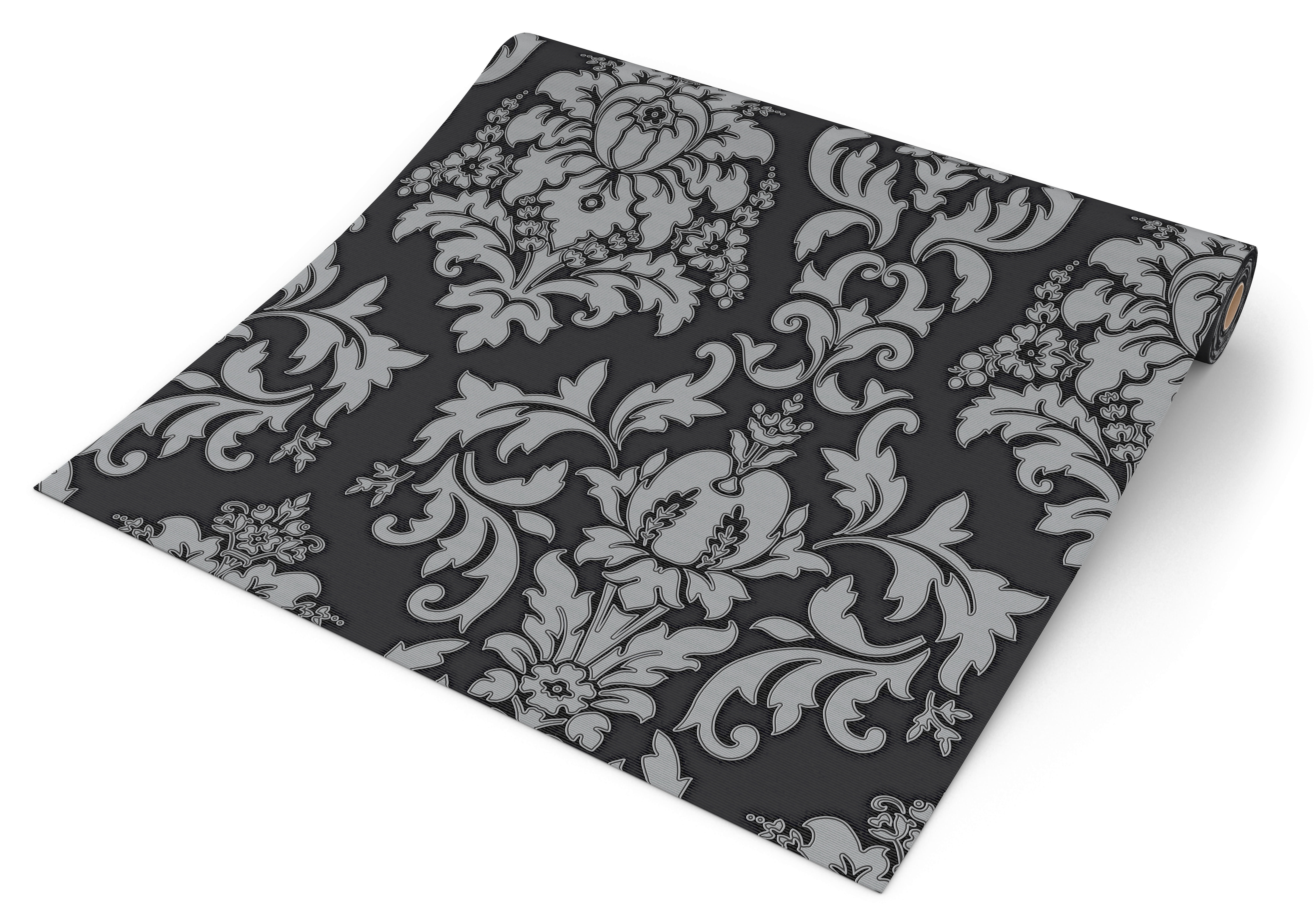UGEPA Vinyltapete Ornament schwarz grau B/L: ca. 53x1005 cm Vinyltapete_E91219 - schwarz/grau (53,00/1005,00cm) - UGEPA