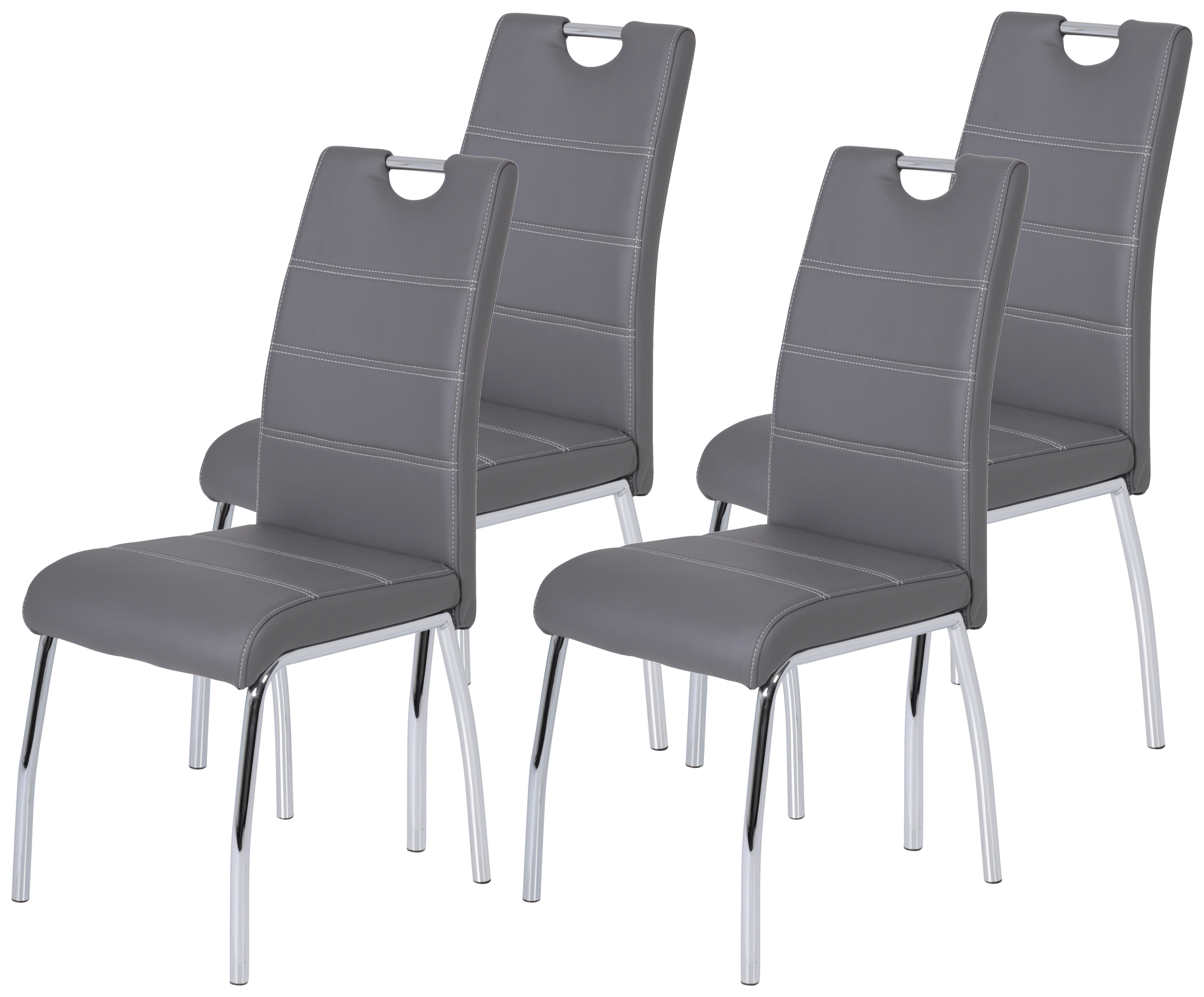 Stuhl Susi 4er Set grau Kunstleder B/H/T: ca. 44x98x61 cm Susi 4er Set - grau (44,00/98,00/61,00cm) - Hela