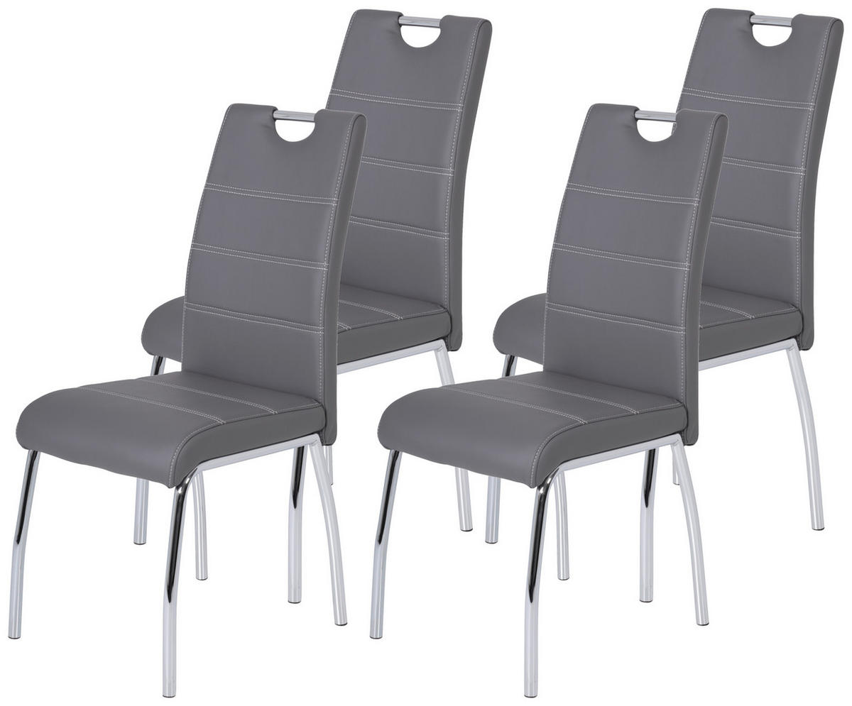 Stuhl Susi 4er Set grau Kunstleder B/H/T: ca. 44x98x61 cm Susi 4er Set - grau (44,00/98,00/61,00cm) - Hela