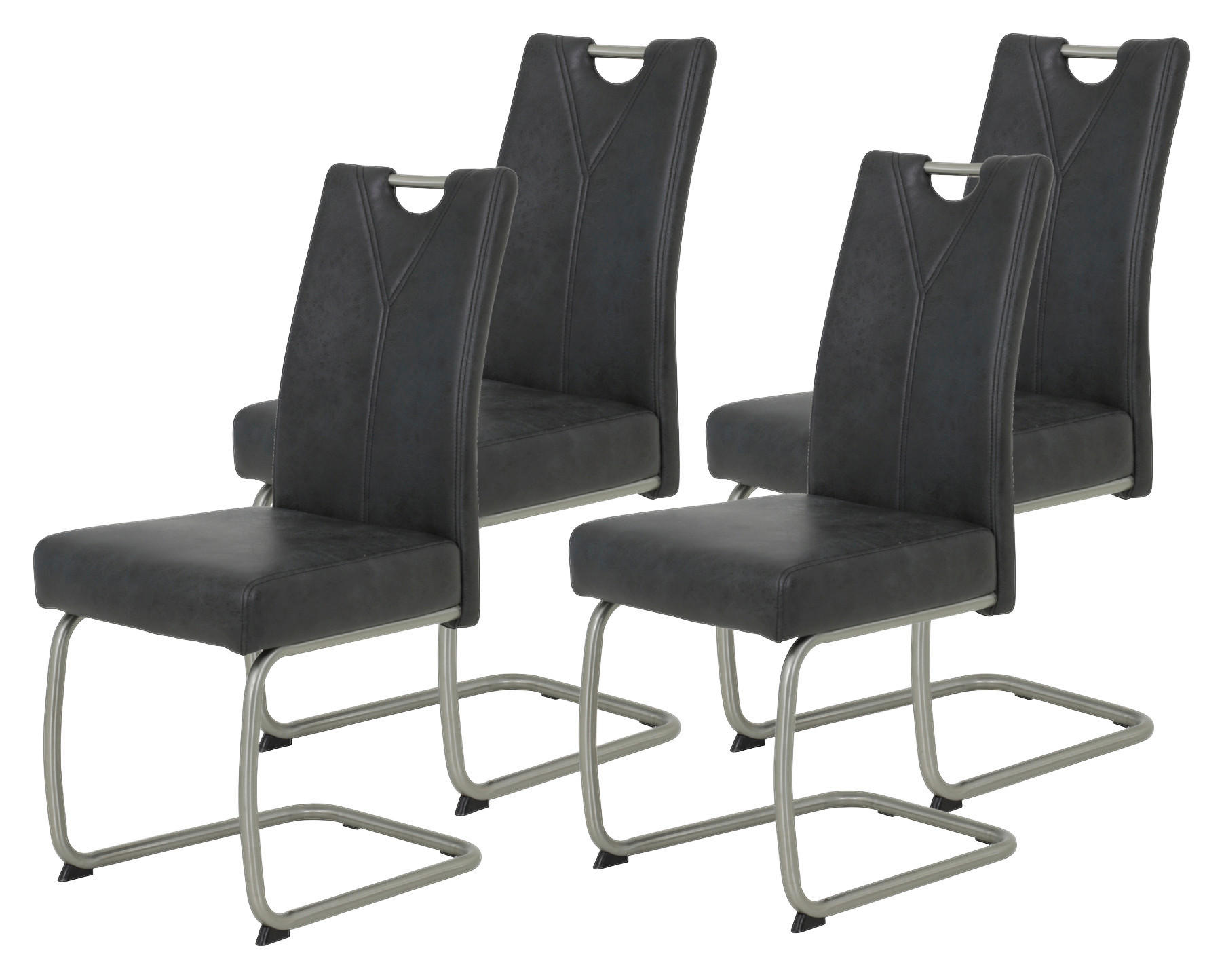 Schwingstuhl Sophia 4er Set anthrazit Vintage Microfaser B/H/T: ca. 43x99x58 cm Sophia 4er Set - anthrazit/Edelstahl (43,00/99,00/58,00cm) - Hela