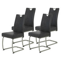 Schwingstuhl Sophia 4er Set anthrazit Vintage Microfaser B/H/T: ca. 43x99x58 cm Sophia 4er Set - anthrazit/Edelstahl (43,00/99,00/58,00cm) - Hela