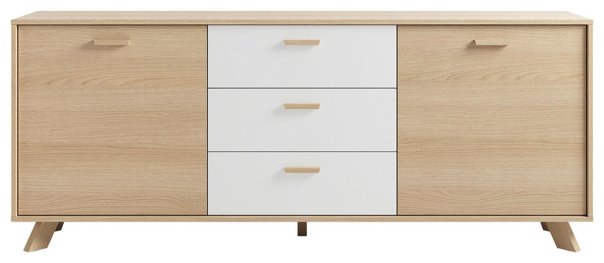 Sideboard BASTIAN Eiche weiß B/H/T: ca. 180x72,5x36,5 cm BASTIAN - Eiche/weiß (180,00/72,50/36,50cm) - byLIVING