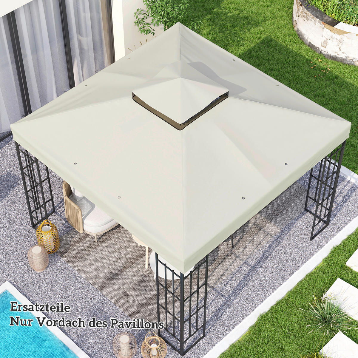 Outsunny Pavillondach hellgrau Polyester B/H/L: ca. 300x1x300 cm Pavillon Ersatzdach - hellgrau (300,00/300,00/1,00cm) - Outsunny