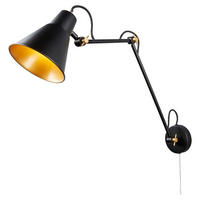 Searchlight Wandleuchte gold schwarz Stahl B/H/T: ca. 14x58x5 cm E27 1 Brennstellen Swing Arm - gold/schwarz (14,00/58,00/5,00cm) - Searchlight