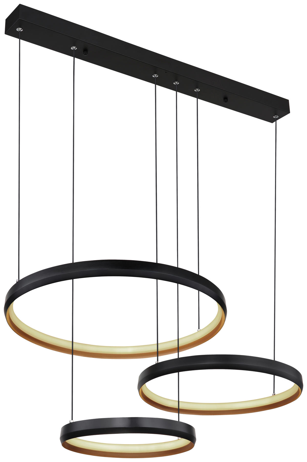 GLOBO Pendelleuchte  67193-55H Halli gold Opal schwarz Acryl Metall B/H/L: ca. 50,3x150x76,7 cm null 3 Brennstellen Halli - gold/schwarz (76,70/50,30/150,00cm) - GLOBO