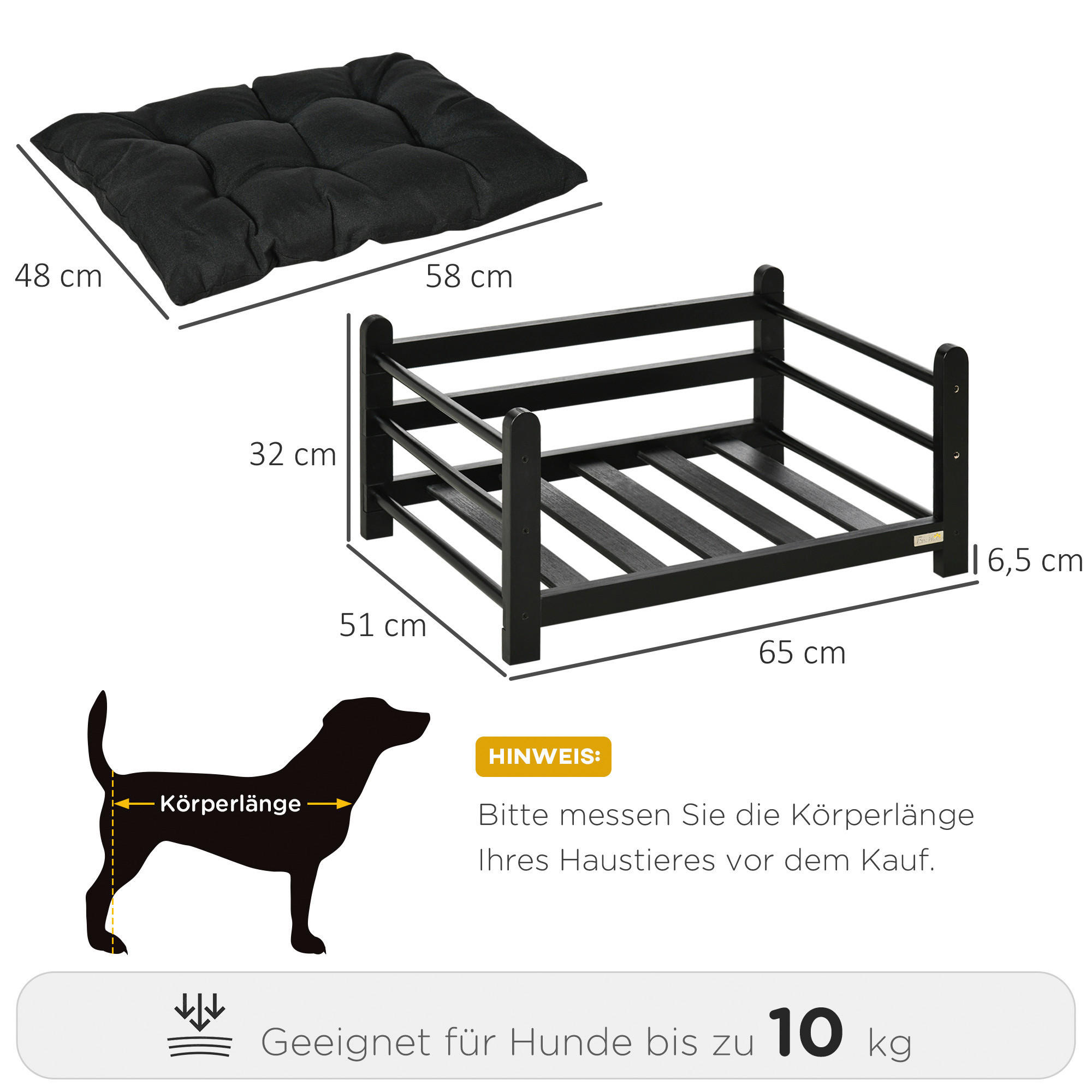 PawHut Hundebett schwarz Polyester B/H/L...