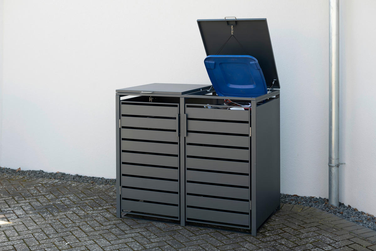 Westmann Mülltonnenbox2-fach Kubus 2-fach Kubus - anthrazit (132,00/116,00/80,00cm) - Westmann