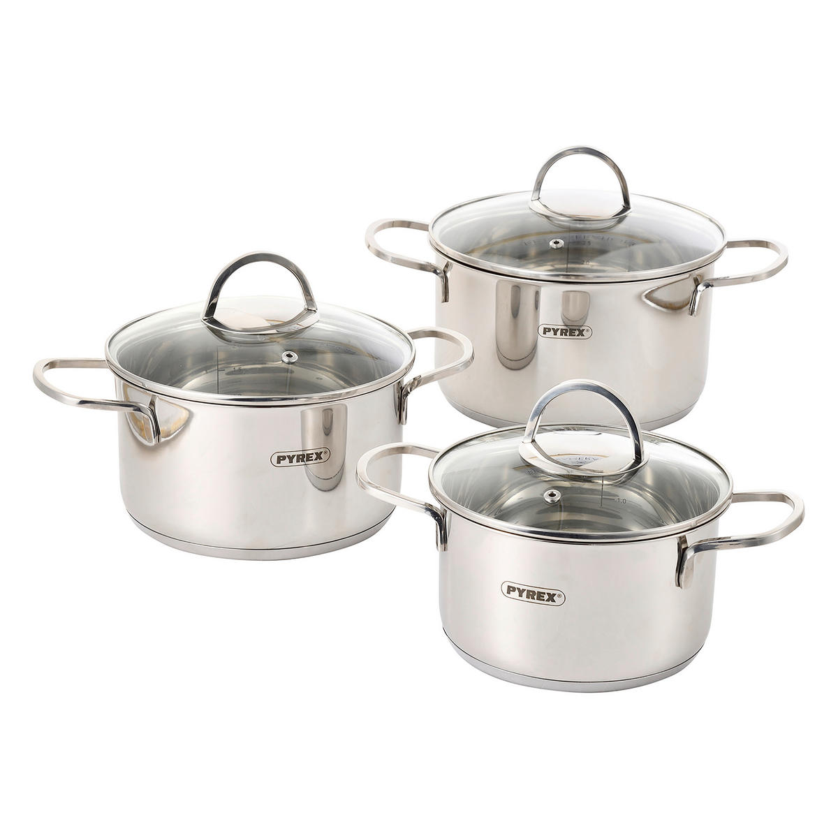 PYREX Topfset Silver silber Edelstahl 3 tlg. Silver - silber - PYREX