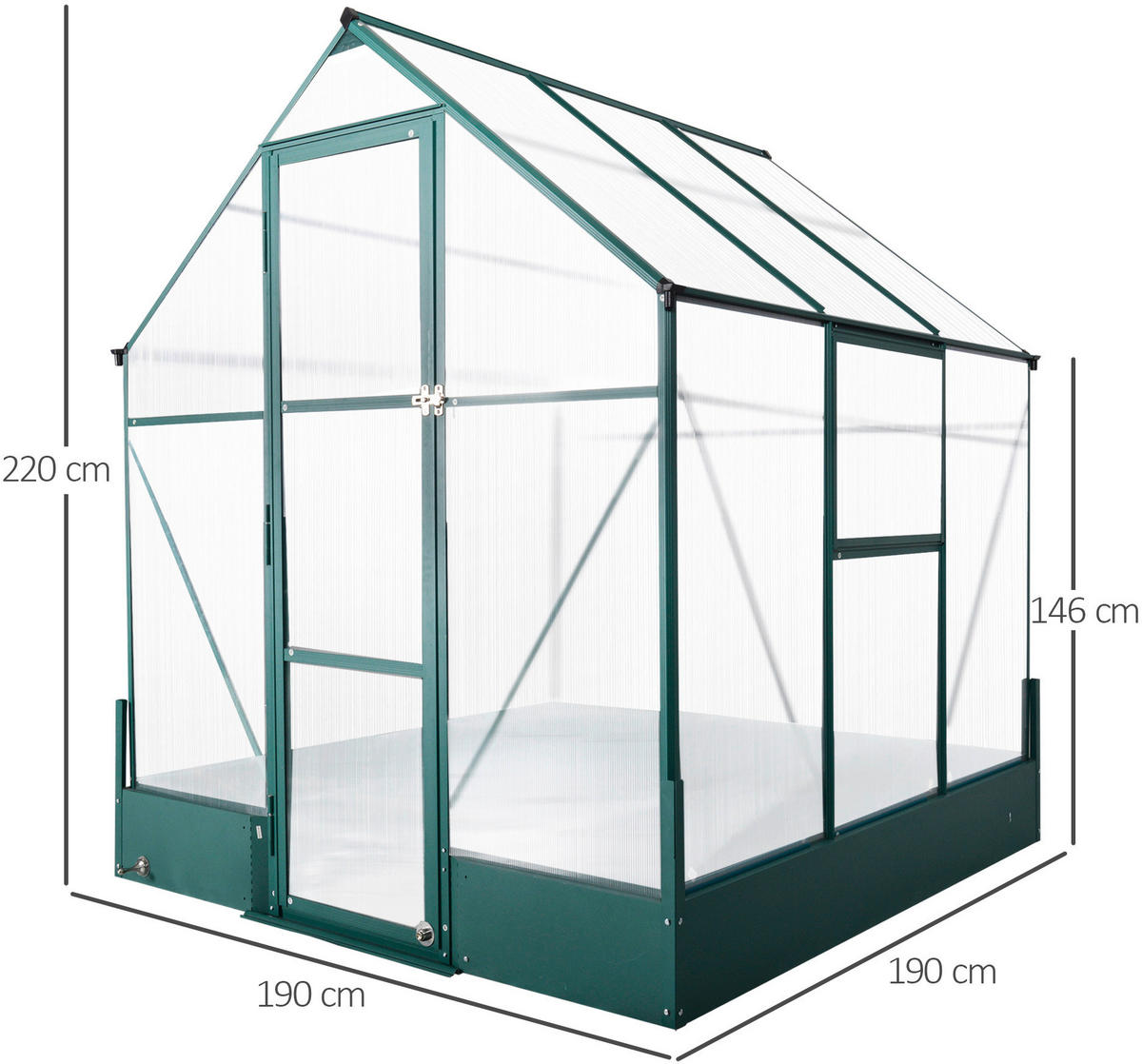 Outsunny Gewächshaus B/H/T: ca. 190x220x190 cm Gewächshaus MH845-421V01 - grün/transparent (190,00/220,00/190,00cm) - Outsunny