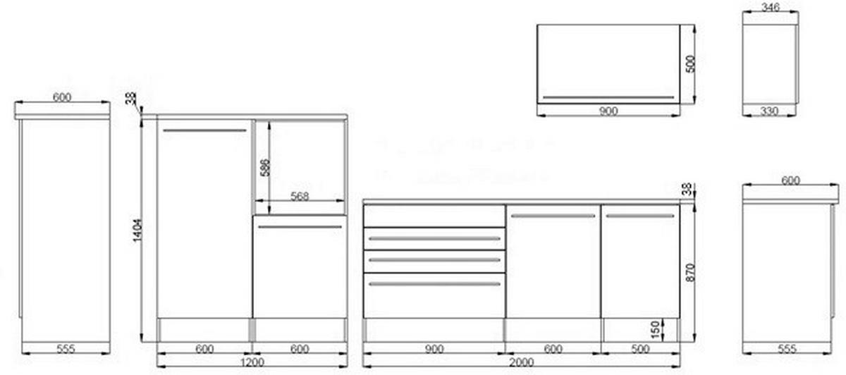Respekta Doppelblock Premium weiß hochglänzend B/H/T: ca. 320x200x60 cm Premium - weiß/Edelstahl (320,00/200,00/60,00cm) - Respekta