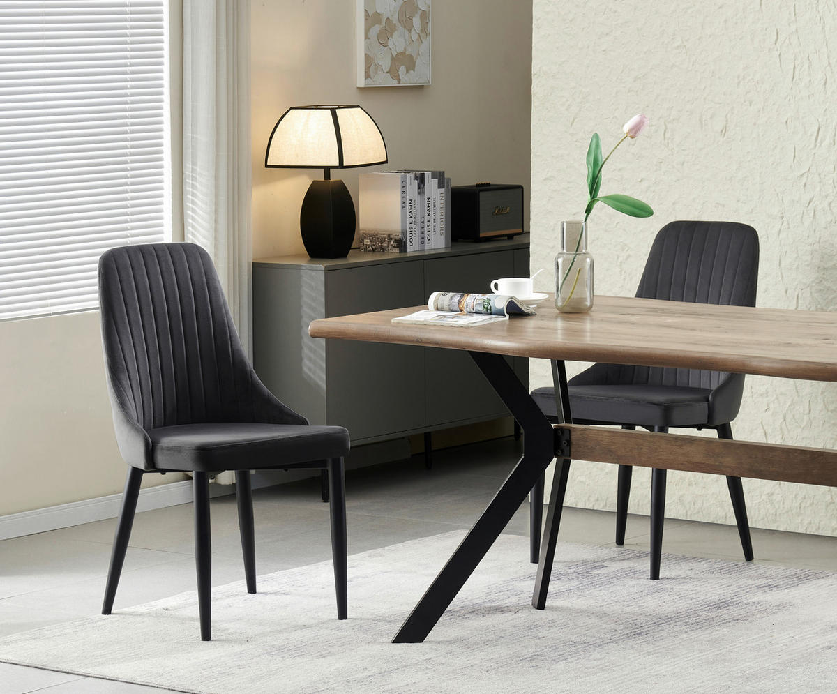 Stuhl CLAUDIA, 2er Set anthrazit schwarz B/H/T: ca. 44x88x58 cm CLAUDIA, 2er Set - schwarz/anthrazit (44,00/88,00/58,00cm) - xonox.home