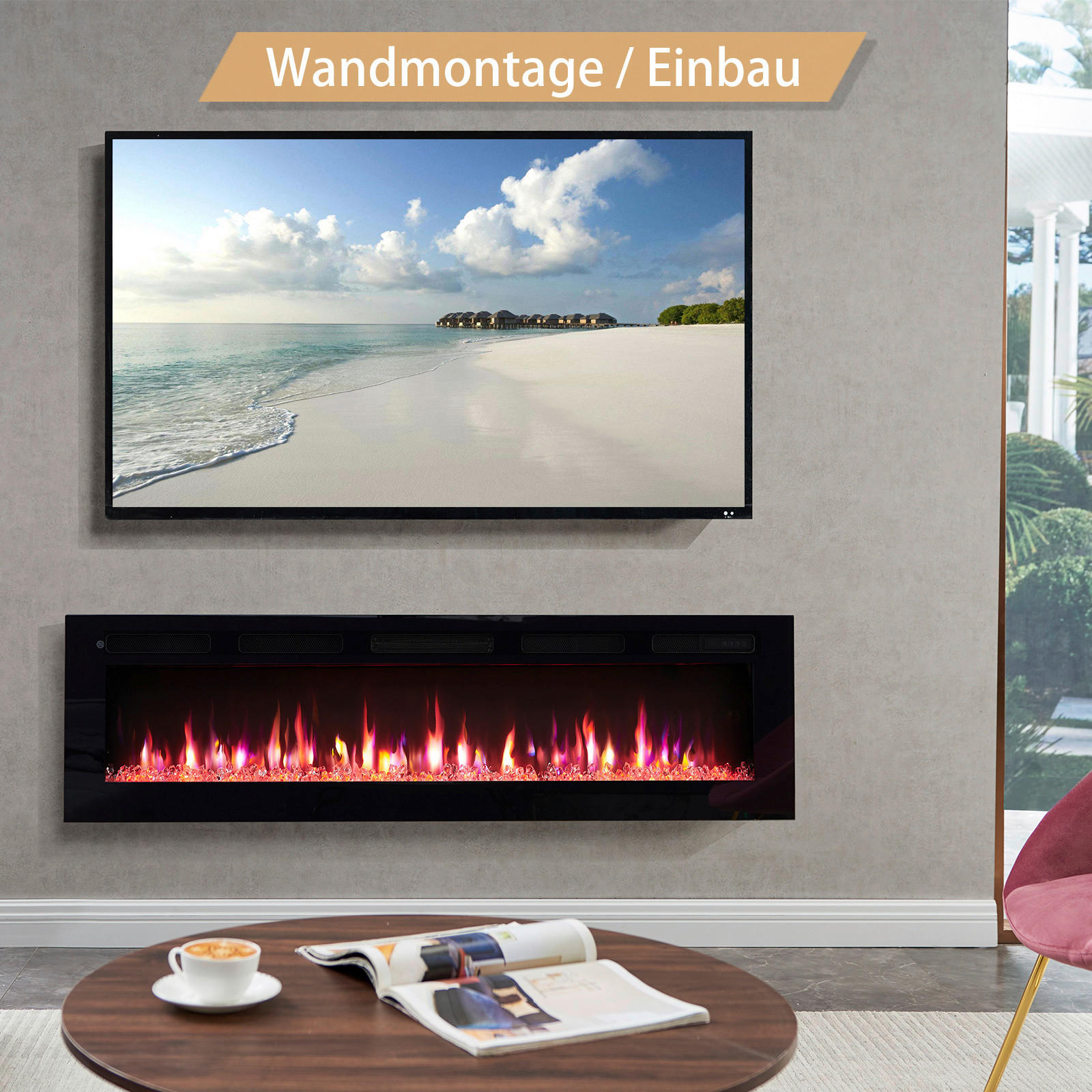 Balderia Elektrischer-Kamin Leif  60 B/H/T: ca. 142,5x38,6x13,8 cm ca. 2000 W Elektrischer_Kamin Leif 60 - (142,50/38,60/13,80cm) - Balderia