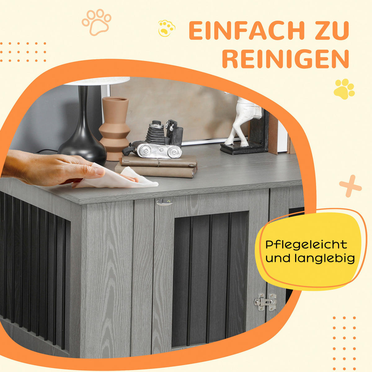 PawHut Hunde-Zubehör grau Spanplatte B/H/L: ca. 60x116x87 cm Hundekäfig - grau (87,00/60,00/116,00cm) - PawHut