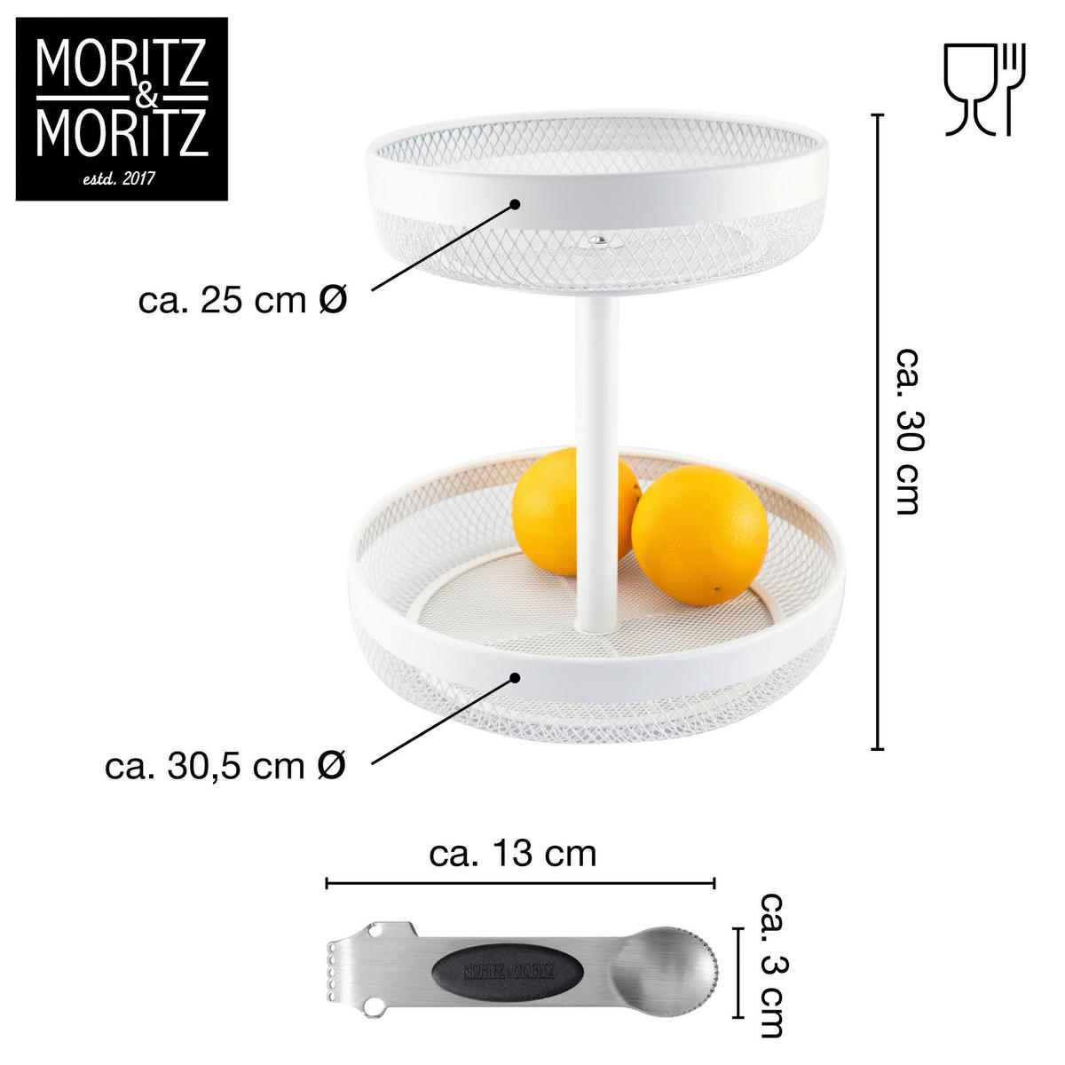 Moritz & Moritz Etagere weiß Metall H: ca. 30 cm Etagere_2-stufig - weiß (30,00cm) - Moritz & Moritz