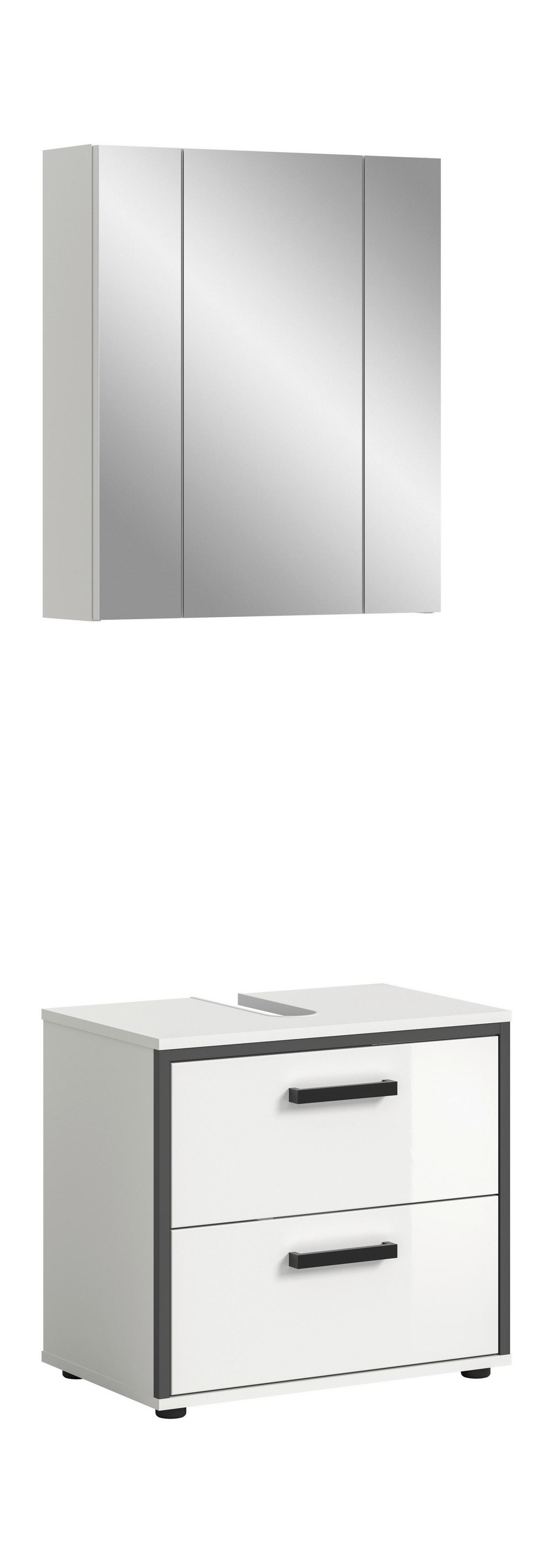 Badblock KOJAK weiß weiß Hochglanz anthrazit B/H/T: ca. 60x188x37 cm KOJAK - weiß/anthrazit (60,00/188,00/37,00cm) - xonox.home