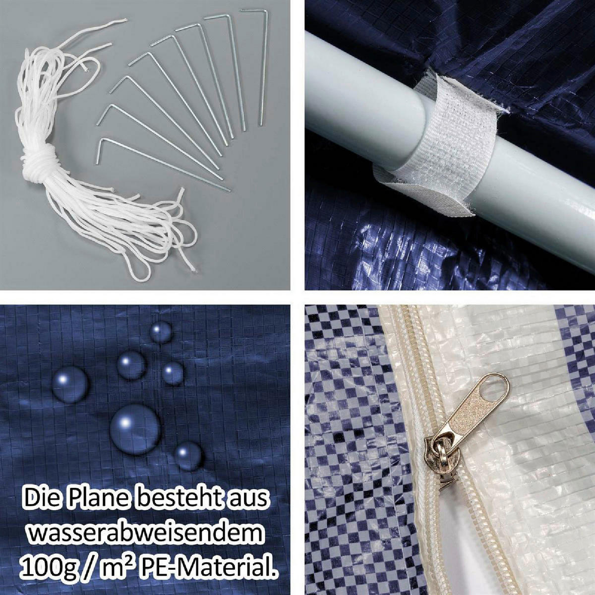 VCM Pavillon royalblau Polyester-Mischgewebe B/H/L: ca. 300x187x300 cm Pavillon - royalblau (300,00/300,00/187,00cm) - VCM