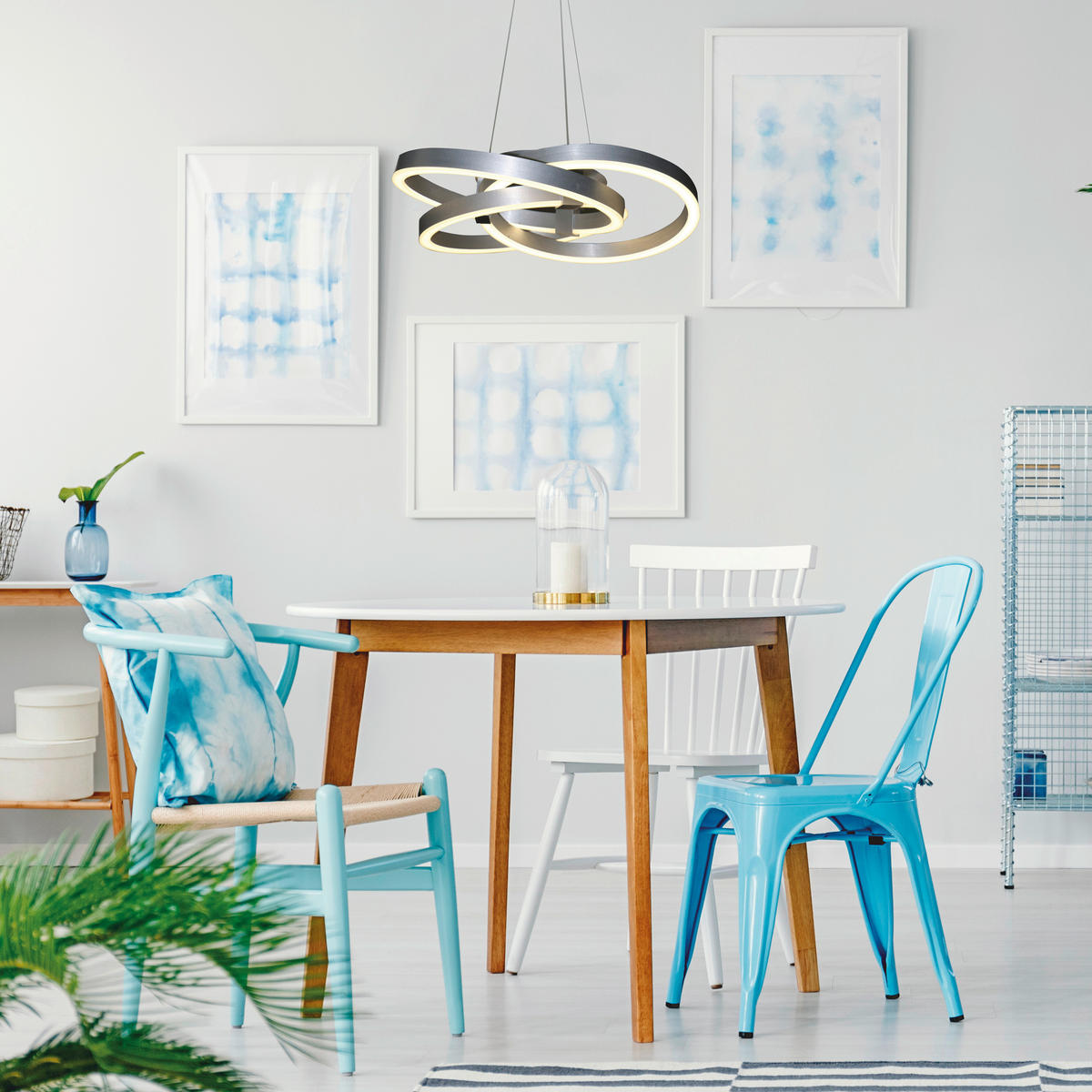 Näve Leuchten Pendelleuchte 6107960 Alu Kunststoff Metall B/H/T: ca. 58x120x58 cm null 3 Brennstellen Divora - Alu (58,00/120,00/58,00cm) - Näve Leuchten