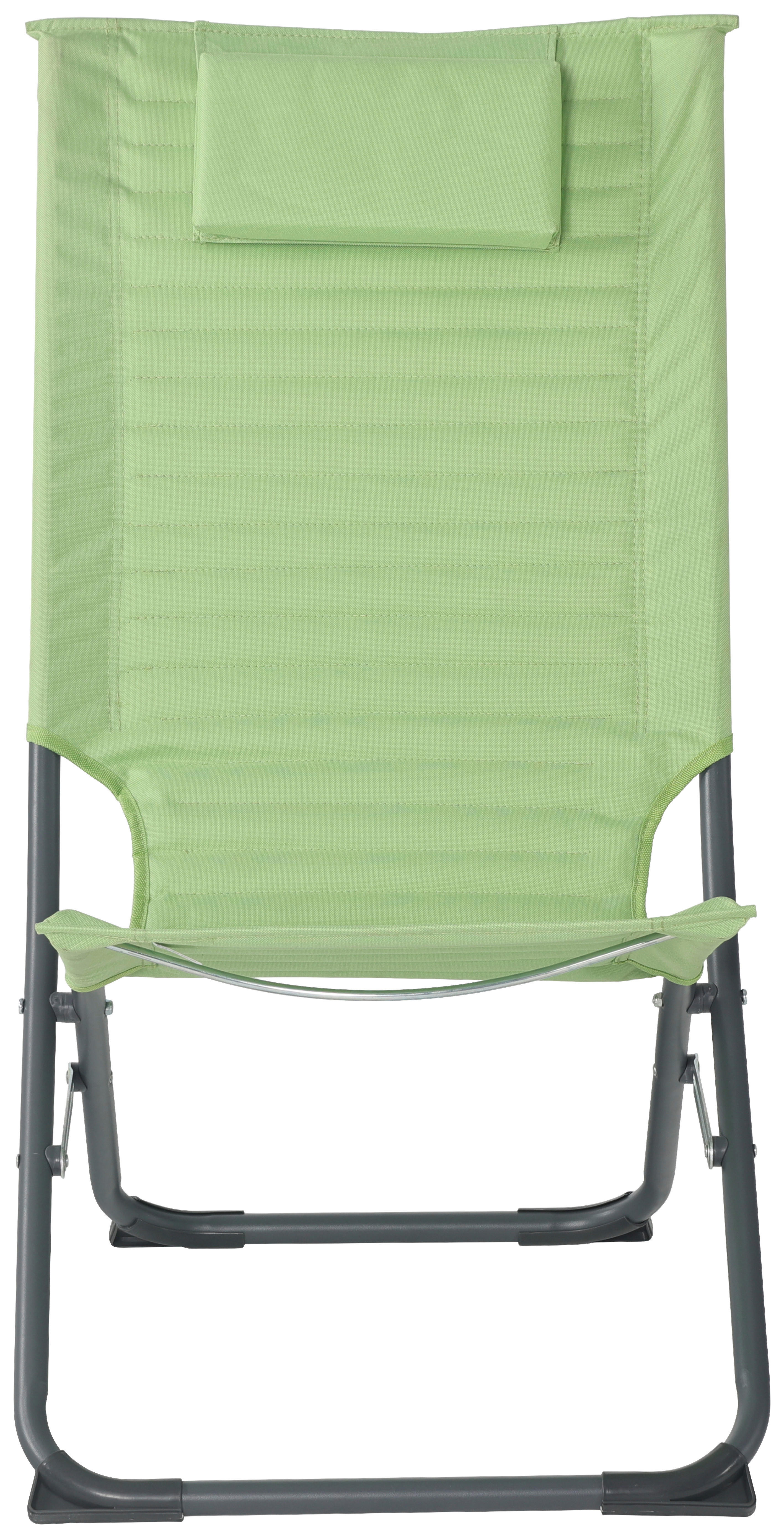 POCOline Campingstuhl dunkelgrau Stahlrohr B/H/L: ca. 70x86x48 cm Campingstuhl_mit_Kopfkissen - dunkelgrau/grün (48,00/70,00/86,00cm) - POCOline