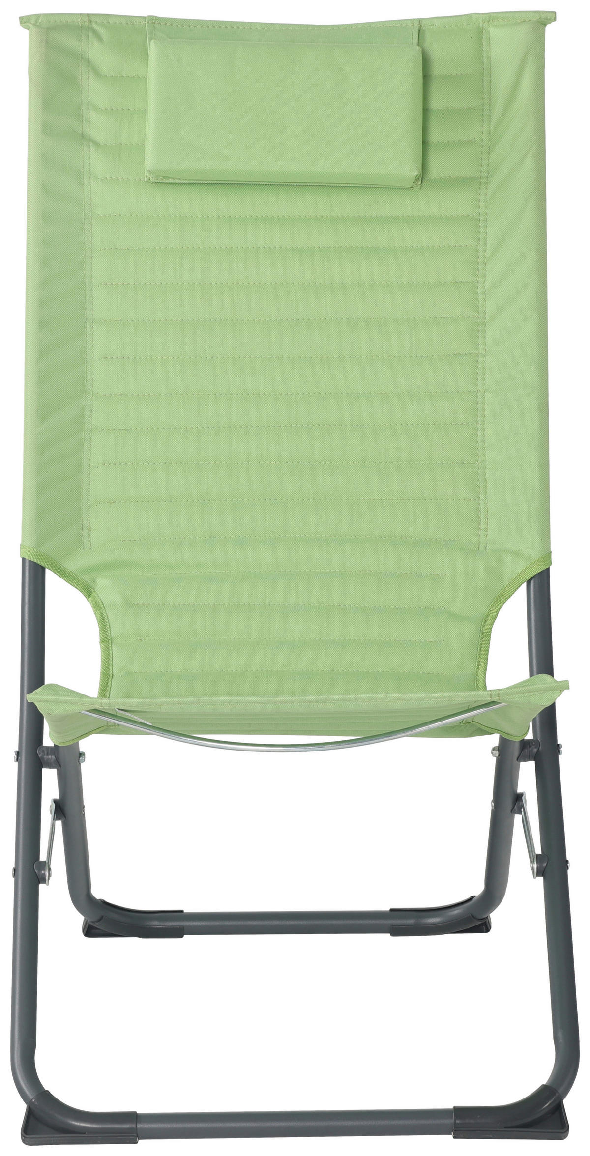 POCOline Campingstuhl dunkelgrau Stahlrohr B/H/L: ca. 70x86x48 cm Campingstuhl_mit_Kopfkissen - dunkelgrau/grün (48,00/70,00/86,00cm) - POCOline
