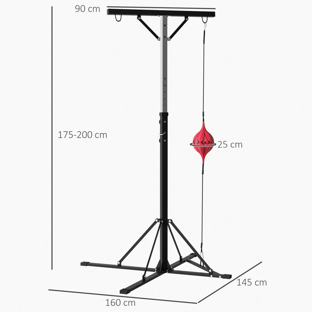 SPORTNOW Boxsackständer schwarz Stahl B/H/L: ca. 145x220x160 cm Boxsackständer - schwarz (160,00/145,00/220,00cm) - SPORTNOW