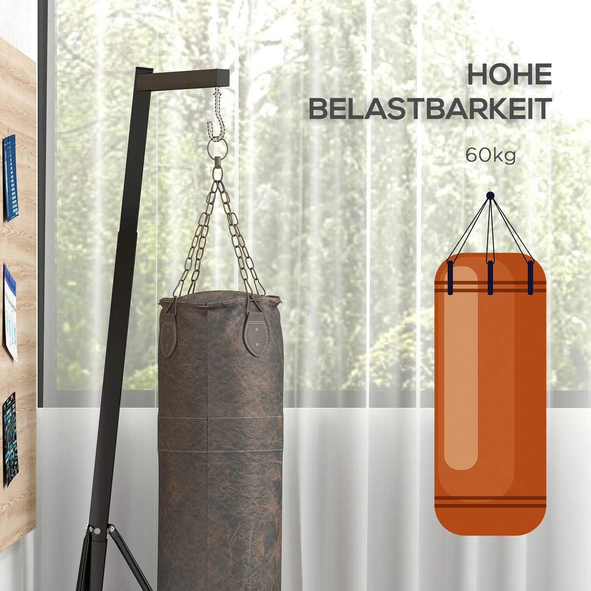 SPORTNOW Boxsackständer schwarz Stahl B/H/L: ca. 90x225x170 cm Boxsackständer - schwarz (170,00/90,00/225,00cm) - SPORTNOW