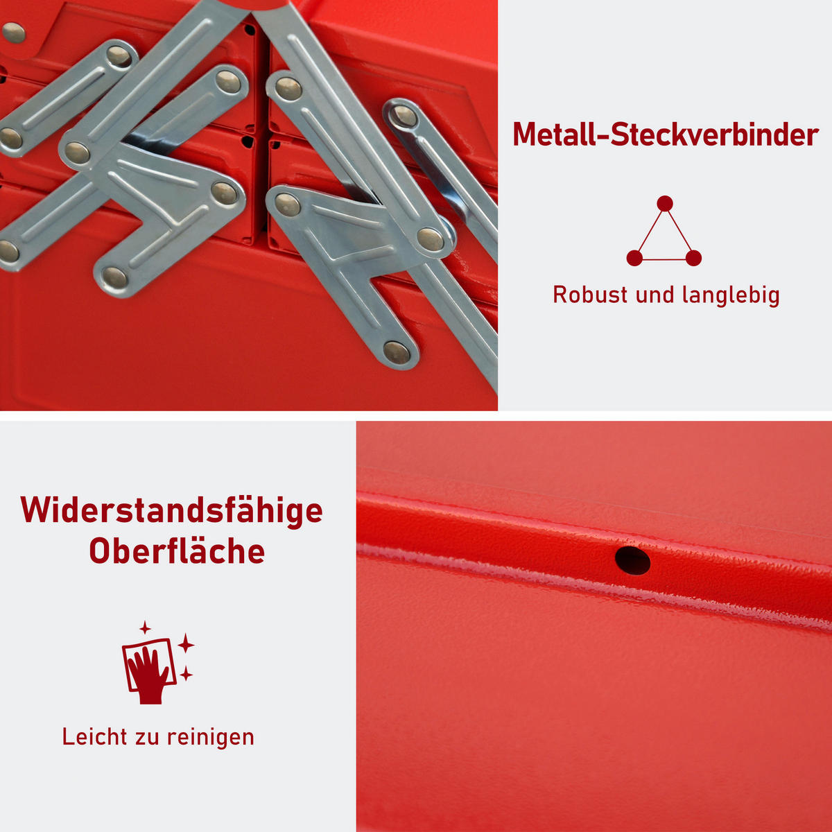 B/H/L: ca. 20x45x34,5 cm Werkzeugkasten - rot (34,50/20,00/45,00cm) - DURHAND
