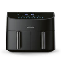 Kochwerk Heißluftfritteuse schwarz Metall B/H/L: ca. 36x31x39 cm ca. 3,5 l Doppel-Heißluftfritteuse 13186 - schwarz (39,00/36,00/31,00cm) - Kochwerk