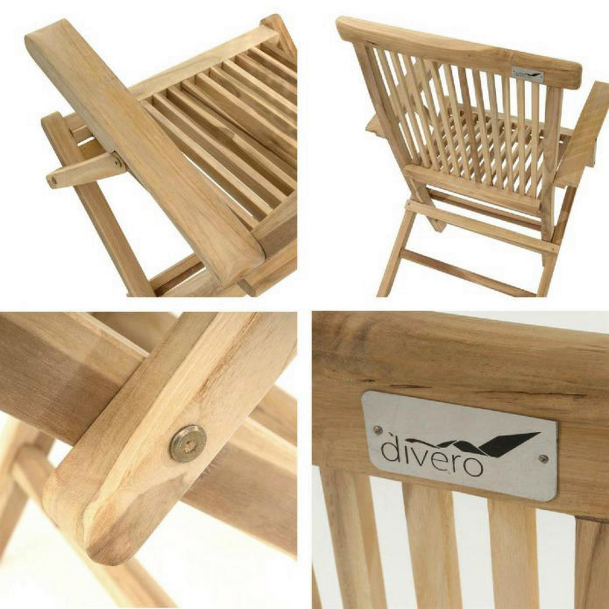 VCM Gartenstuhl 2er Set hellbraun Teakholz B/H/T: ca. 57x89x62 cm 2er Set - hellbraun (57,00/89,00/62,00cm) - VCM