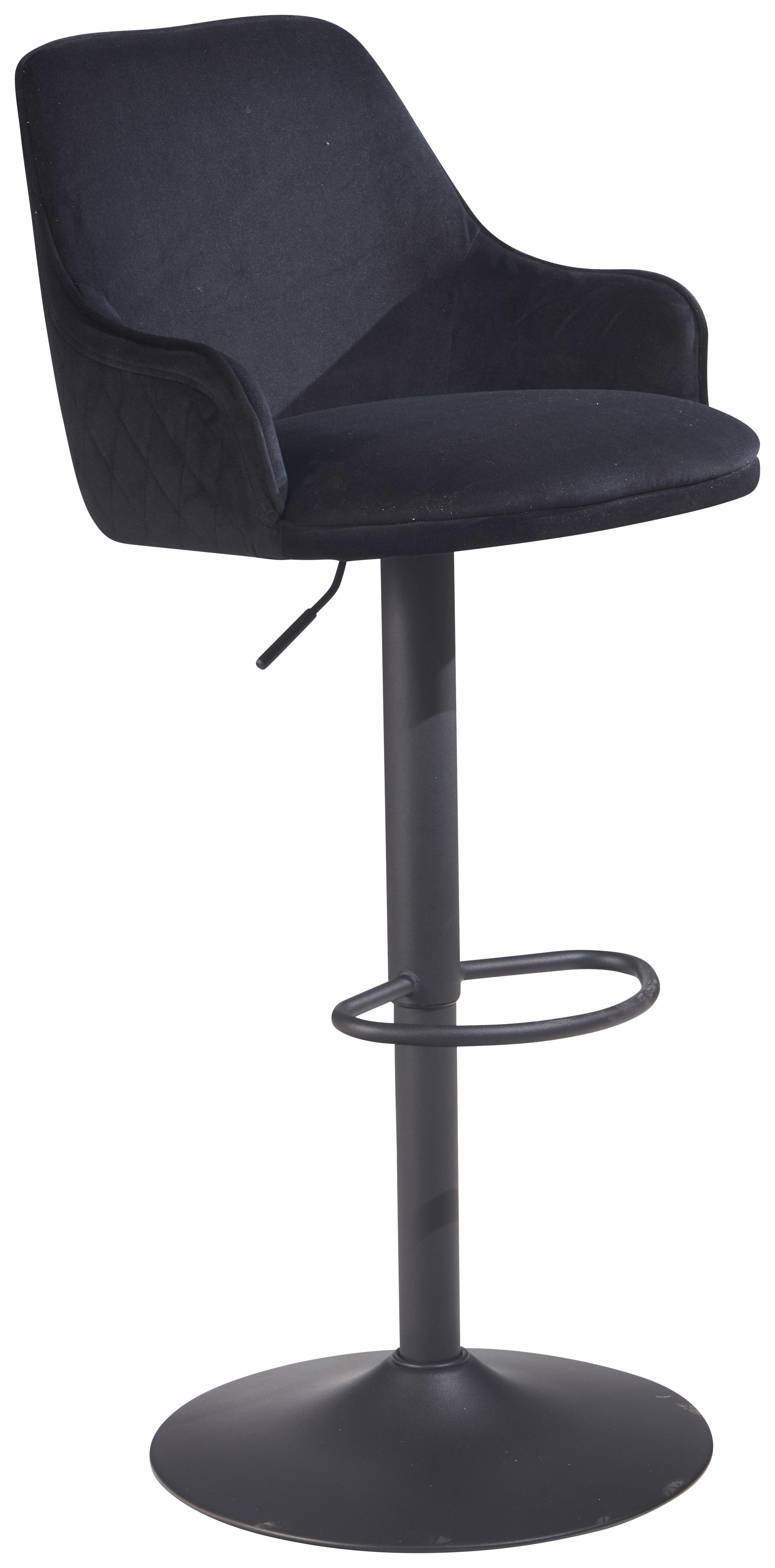 Barhocker schwarz schwarz Samt Eisen B/H/T: ca. 45x106x45 cm Barhocker - schwarz (45,00/106,00/45,00cm) - Wohnling