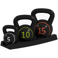SPORTNOW Kettlebell schwarz Kunststoff B/H/L: ca. 18x24x18 cm Kettlebell-Set 3tlg. - schwarz (18,00/18,00/24,00cm) - SPORTNOW