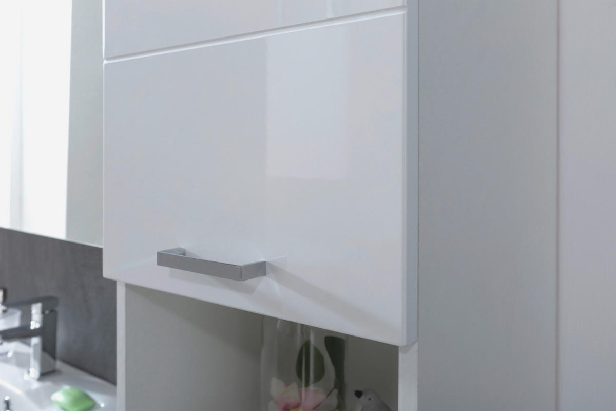 Badhochschrank Praya Dark Concret Nachbildung weiß Hochglanz B/H/T: ca. 36x190x32 cm Praya - weiß (36,00/190,00/32,00cm)