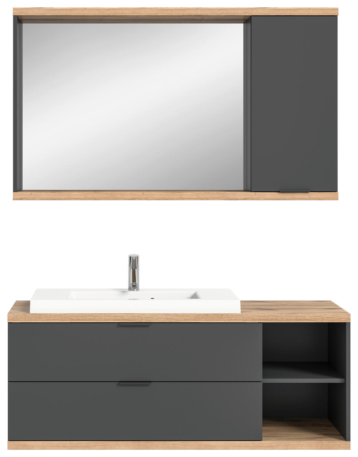 Badezimmer-Set Nuaro anthrazit Nox Oak Nachbildung B/H/T: ca. 130x190x31 cm Nuaro - anthrazit (130,00/190,00/31,00cm) - xonox.home