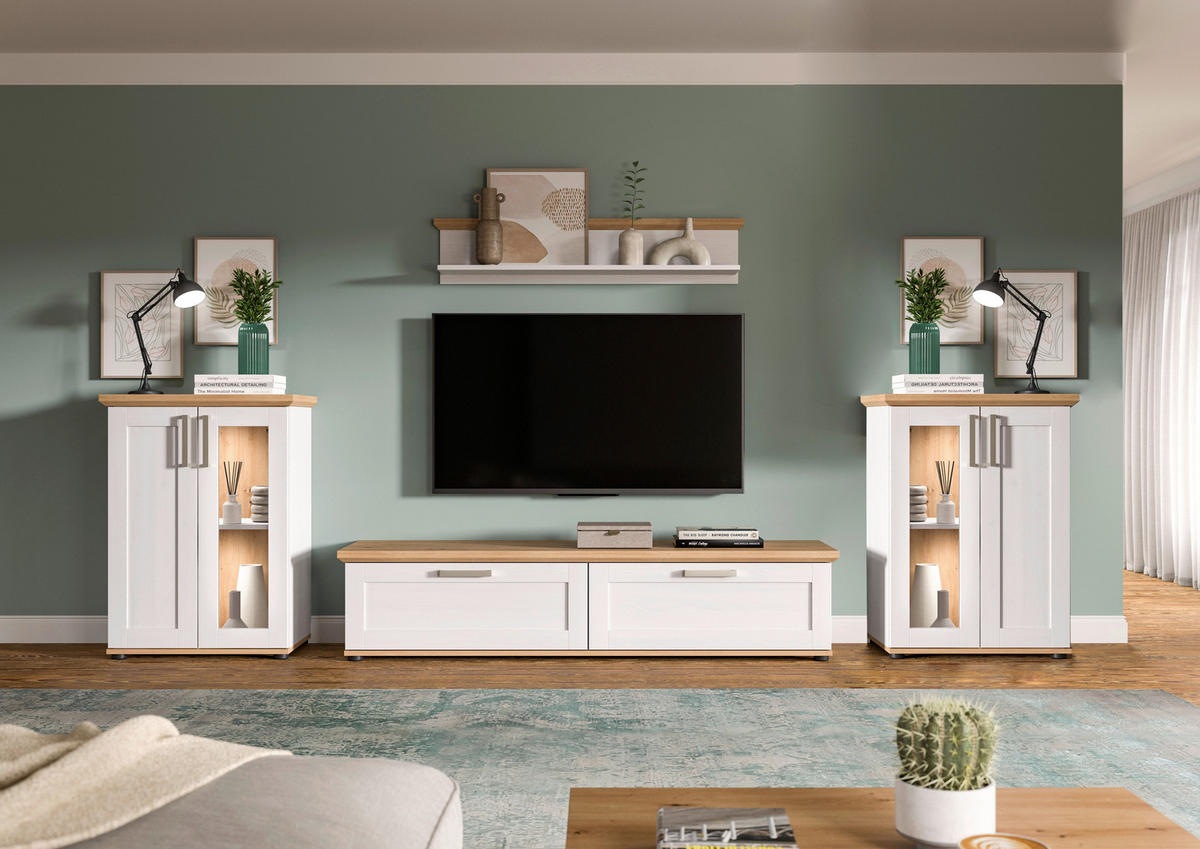 Wohnwand VERONA Lärche Nachbildung Eiche Nachbildung B/H/T: ca. 336x161x40 cm VERONA - Eiche/Lärche (336,00/161,00/40,00cm) - xonox.home