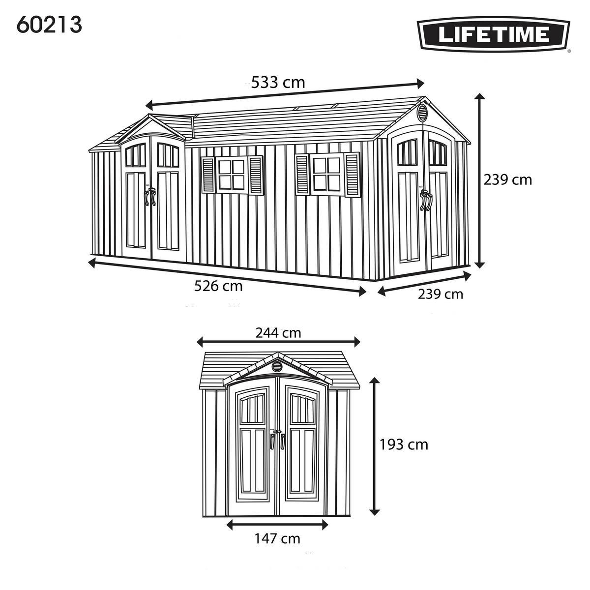 Lifetime Gerätehaus Chateau hellgrau B/H/L: ca. 533,4x238,8x243,8 cm Chateau - hellgrau (243,80/533,40/238,80cm) - Lifetime