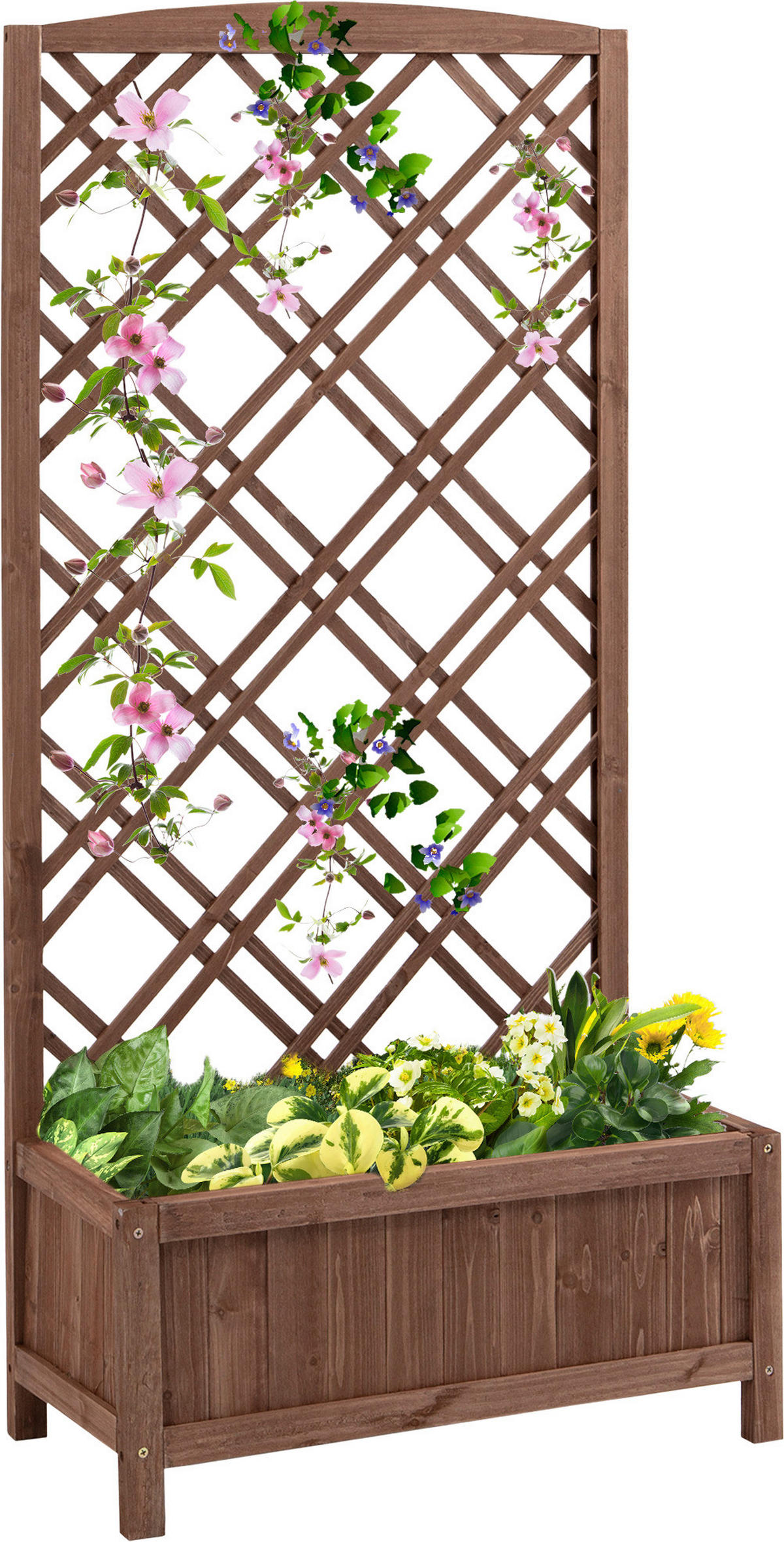 Outsunny Pflanzkasten gelb Holz B/H/L: ca. 30x122x60 cm Pflanzkasten - gelb (60,00/30,00/122,00cm) - Outsunny