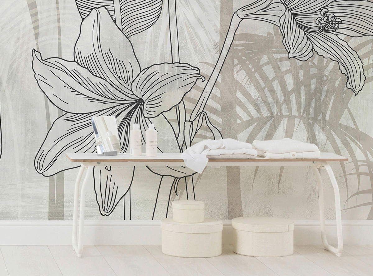 Komar Fototapete Linierte Lilien B/L: ca. 400x250 cm Linierte Lilien - (400,00/250,00cm) - Komar