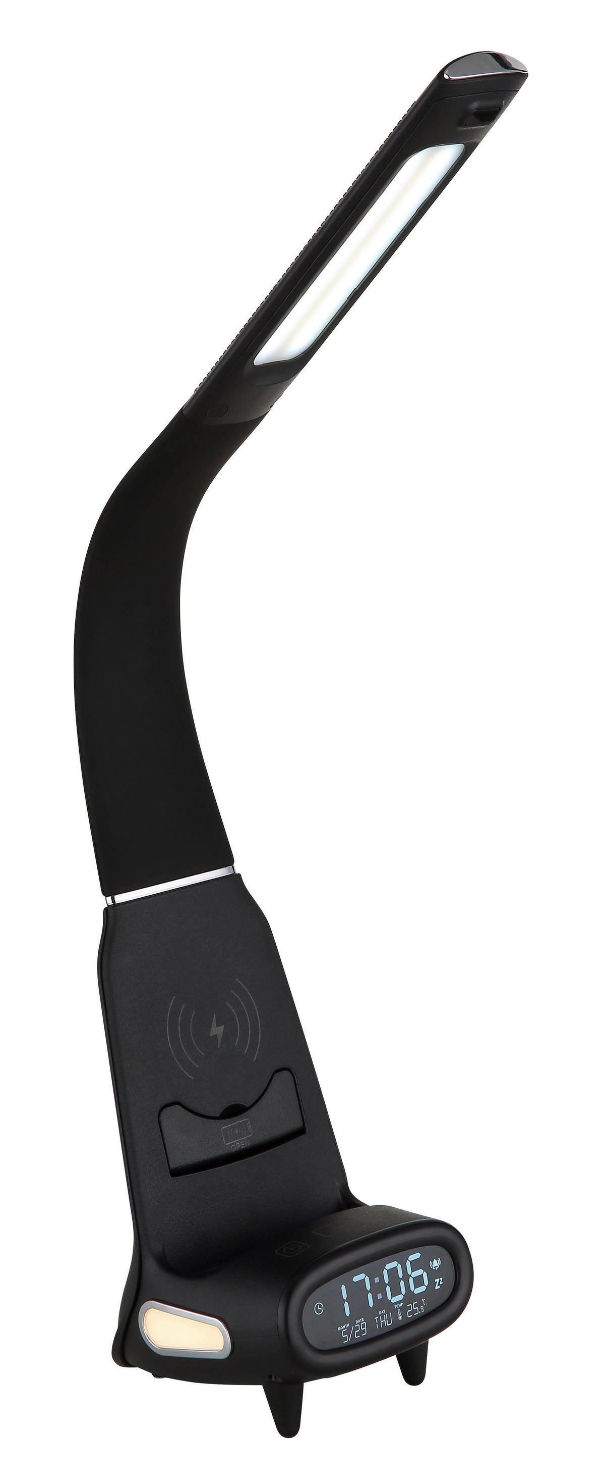 GLOBO Tischleuchte Satiniert schwarz Chrom PVC Kunststoff B/H/L: ca. 10x50x25 cm 1 Brennstellen MALIK - schwarz/Satiniert (25,00/10,00/50,00cm) - GLOBO