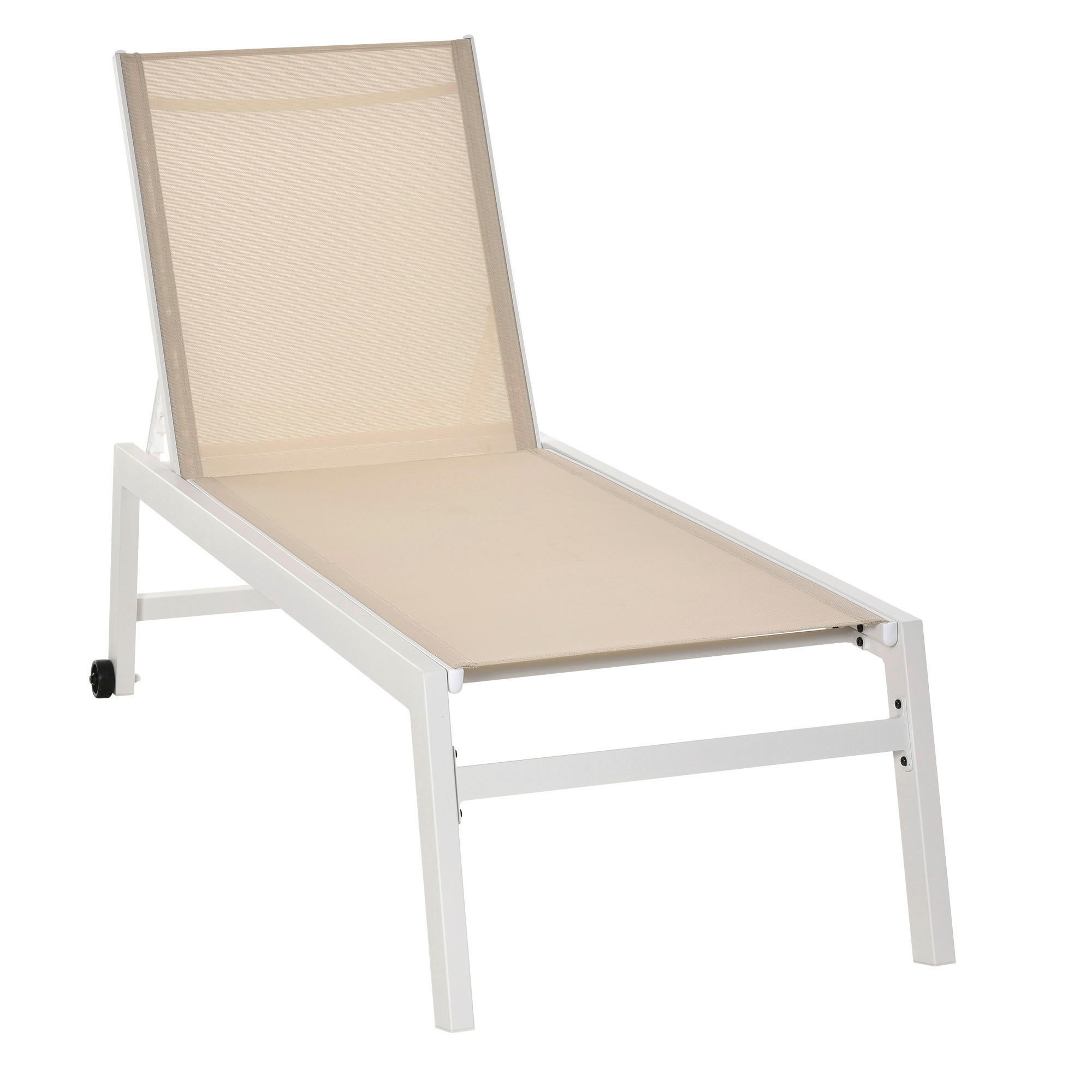 Outsunny Gartenliege cremeweiß Aluminium B/H/L: ca. 65x43x202 cm Gartenliege - cremeweiß (202,00/65,00/43,00cm) - Outsunny