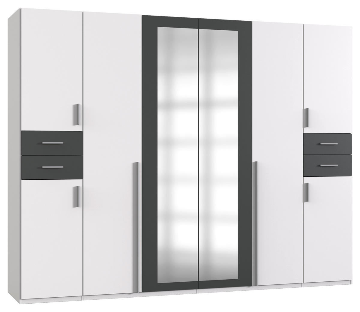 Kleiderschrank Vegas weiß Graphit B/H/T: ca. 270x208x58 cm Vegas - weiß/Graphit (270,00/208,00/58,00cm)