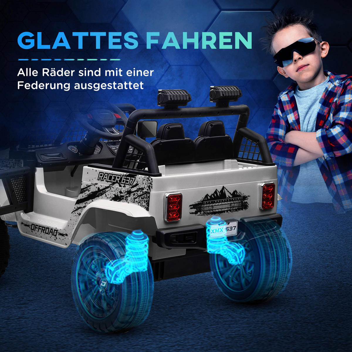 AIYAPLAY Kinder-Elektroauto weiß B/H/L: ca. 67x68,5x109 cm Kinder-Elektroauto - weiß (109,00/67,00/68,50cm) - AIYAPLAY