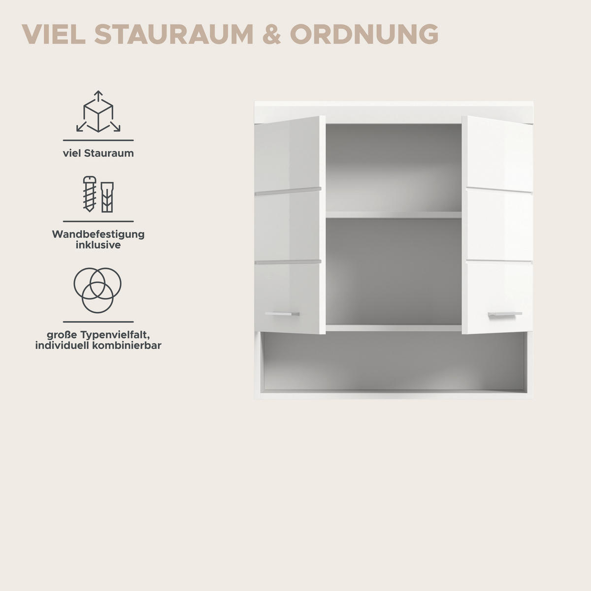 Badhängeschrank Scout weiß weiß Hochglanz B/H/T: ca. 74x79x24 cm Scout - weiß (74,00/79,00/24,00cm) - xonox.home