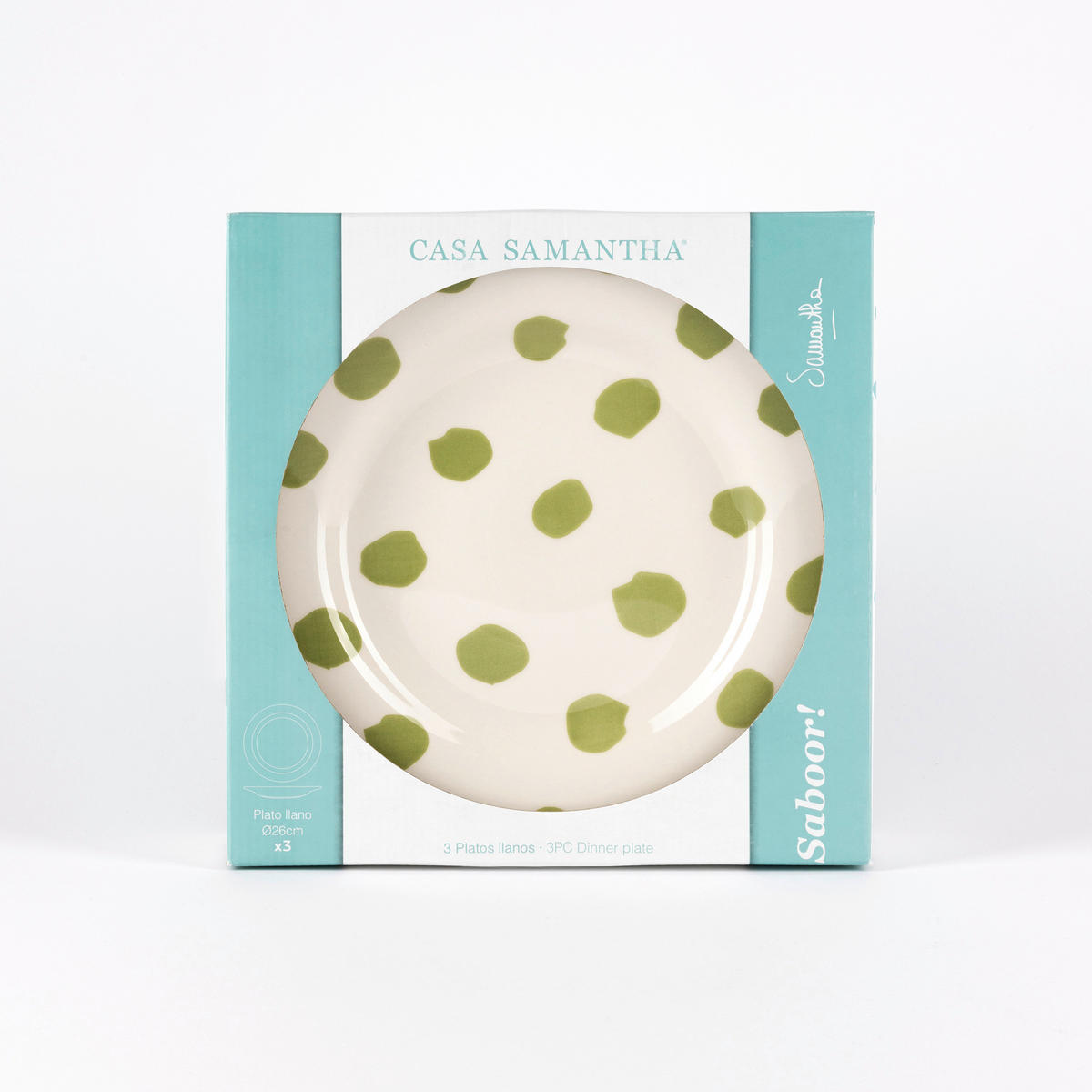 CASA SAMANTHA Teller SABOR grün Steinzeug 3 tlg. SABOR - grün (26,00cm) - CASA SAMANTHA