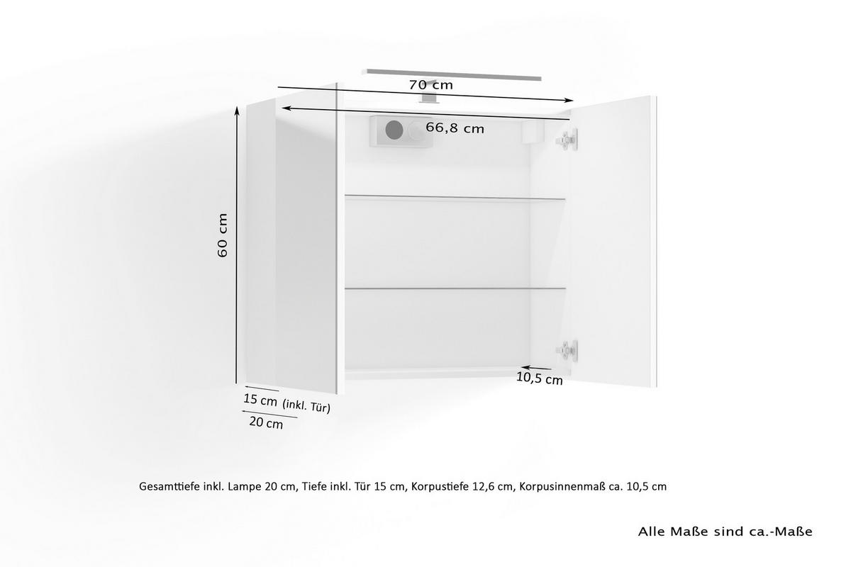 Spiegelschrank SPREE anthrazit B/H/T: ca. 70x60x15 cm SPREE - anthrazit (70,00/60,00/15,00cm) - byLIVING