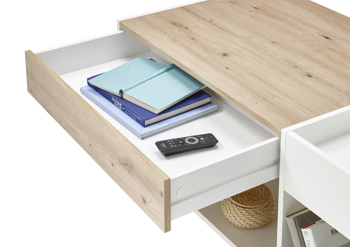 Couchtisch Eiche Artisan weiß B/H/T: ca. 110x44x60 cm Emil_1_83-053-T2_Couchtisch - Eiche/weiß (110,00/44,00/60,00cm)